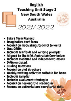 Preview of Imaginative Narrative writing Unit Stage 2 year 3 & 4 Australian (NSW) 2021/2022