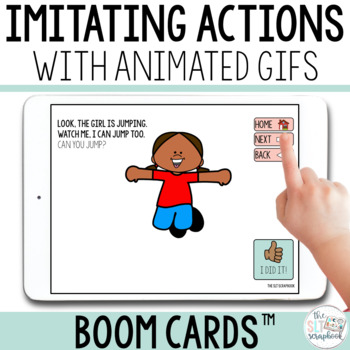 Preview of Imitating Actions Boom Cards for Early Intervention Speech Therapy