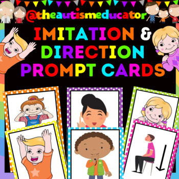 Preview of Imitation & Direction Prompt Cards & Activity Sheets for Special Education
