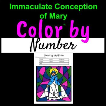 Preview of Immaculate Conception of Mary- Color by Number Worksheet Activity