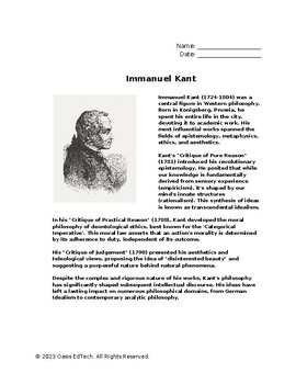 Preview of Immanuel Kant Printable Info Guide