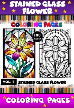 Preview of Immerse Yourself in the Beauty of Blooming Flower Stained Glass Coloring Page V5