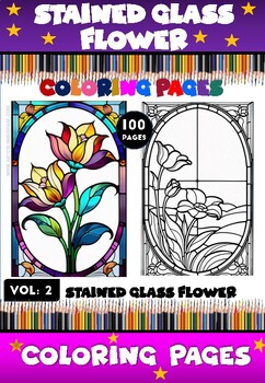 Preview of Immerse Yourself in the Beauty of Stained Glass Flower Coloring Vol 2!