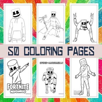 Immerse in Fortnite Bliss: Epic Rarity Marshmello Coloring Pages Download