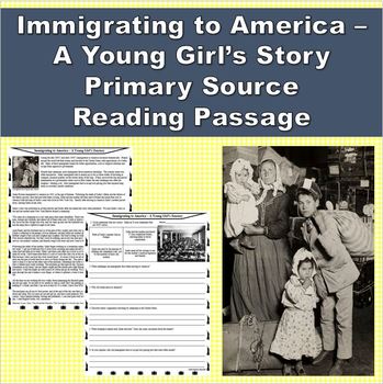 Preview of Immigrating to America- A Young Girl's Story - Primary Source Reading Passage