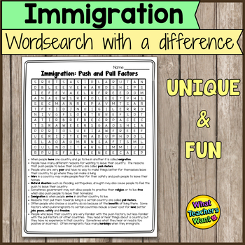 Preview of Immigration Activity: Word Search Distance Learning