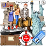 Immigration and Statue of Liberty Realistic Clip Art