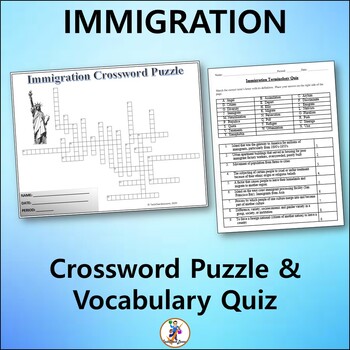 Preview of Immigration Crossword & Vocabulary Quiz
