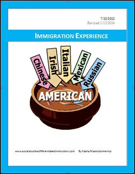 Preview of Immigration Experience Differentiated Instruction Lesson Plan