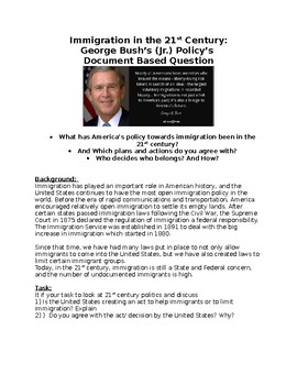 Preview of Immigration Policy during George Bush (jr) Presidency - DBQ