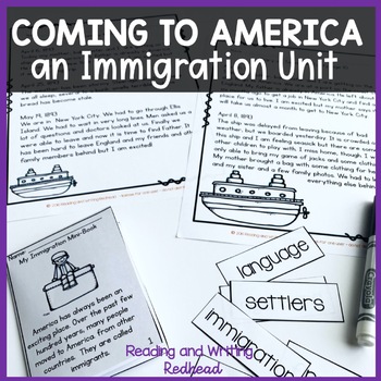 Preview of Immigration Unit Ellis Island | Writing Reading Passages Immigration Project