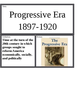 Preview of Immigration and Progressive Era Unit Word Wall Vocabulary terms