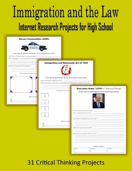 Preview of Immigration and the Law - Internet Research Projects for High School