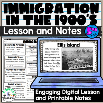 Preview of Immigration in the 1900's Digital Lesson and Activities SS5H1d Ellis Island