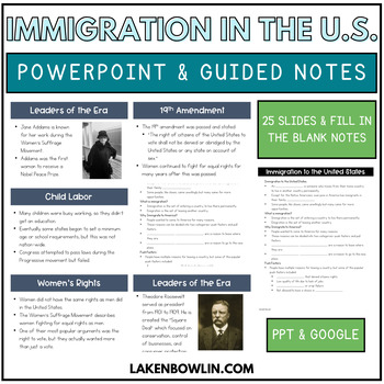 Preview of Immigration in the United States PowerPoint and Notes