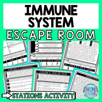 Preview of Immune System Escape Room Stations - Reading Comprehension Activity