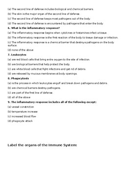 Immune System Worksheet by THE LAB ASSISTANTS | TpT