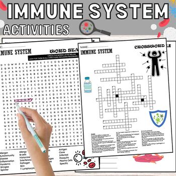 Preview of Immune System Worksheets,Vocabulary,Puzzle,Wordsearch & Crossword