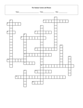 Immune System and Disease Crossword Puzzle with key by Maura Derrick