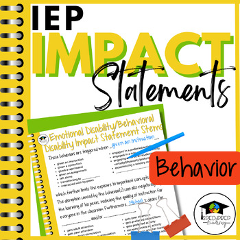 Preview of Impact Statements Sentence Stems & Examples for Behavior
