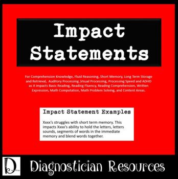 Preview of Impact Statements for Evaluations of SLD and OHI for ADHD