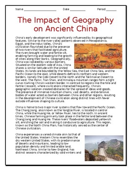 Preview of Impact of Geography on Ancient China Reading in English and Spanish for ELLs