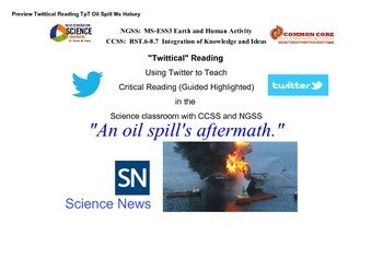 Preview of Oil Spill - Critical Reading/Guided Highlighted NGSS MS-ESS3 (Editable)