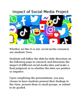 Preview of Impact of Social Media Project - Great End of Year Project!