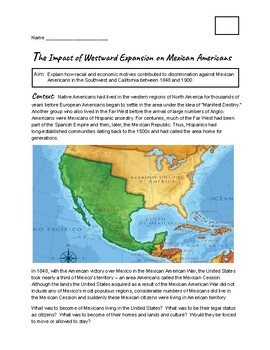 Preview of Impact of Westward Expansion on Mexican Americans:  Post Civil War