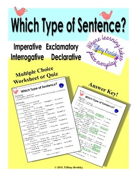 Preview of Imperative, Exclamatory, Interrogative, & Declarative Sentences Multiple Choice