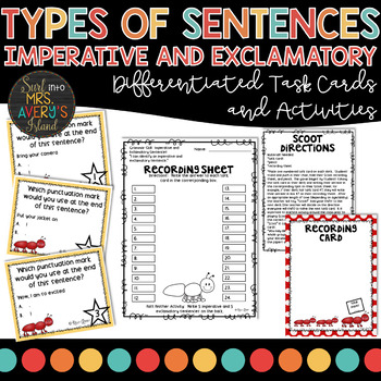 Preview of Types of Sentences | Imperative and Exclamatory Sentences Task Cards