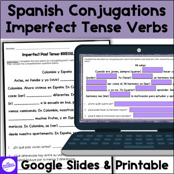 Preview of Imperfect Past Tense Verbs Conjugation Practice for Spanish 2 or 3 Review
