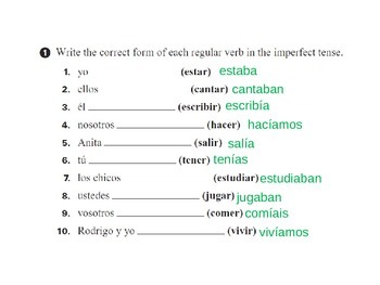 past tense and imperfect spanish endings