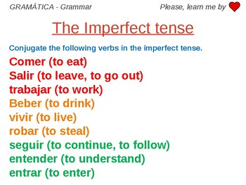 Imperfect Tense - Grammar Work Spanish by Salomon IFRAH | TPT