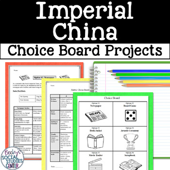 Preview of Imperial China Sui, Tang, Song, Yuan, Qing, Ming Dynasties Choice Board Projects