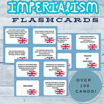 Preview of Imperialism Flashcards - Over 100 Cards - Middle School Friendly