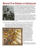 Imperialism Primary Source Analysis of Menelik II Letter