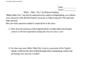 Preview of Imperialism - “Rikki - Tikki - Tavi” by Rudyard Kipling
