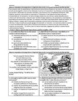 Preview of Imperialism Test (Spanish)