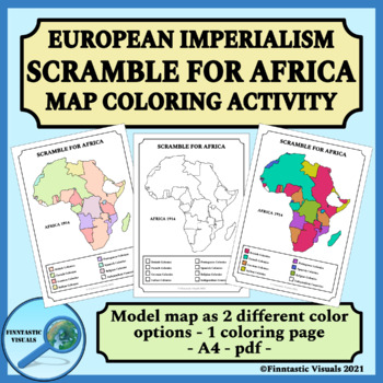 Preview of Imperialism in Africa Map Coloring Activity A4 Size