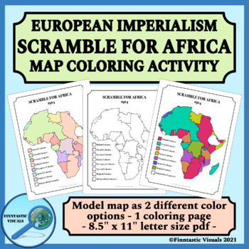 Preview of Imperialism in Africa Map Coloring Activity US Letter Size