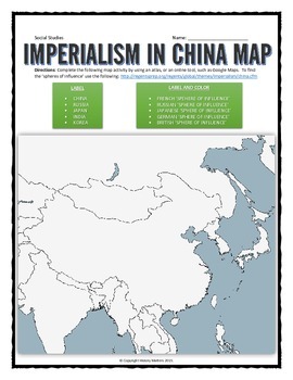 Imperialism in China - Map Activity by History Matters  TPT