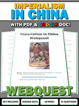 Preview of Imperialism in China and the Opium Wars - Webquest with Key