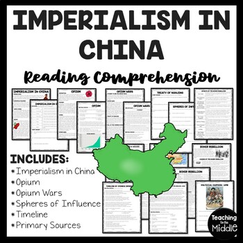 Preview of Imperialism in China Reading Comprehension Worksheets Opium Wars Boxer Rebellion