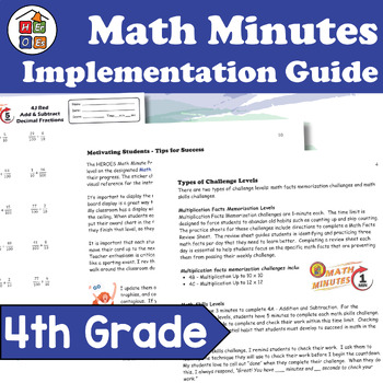 Preview of Implementation Guide and Placement Procedures | 4th Grade Math Minutes