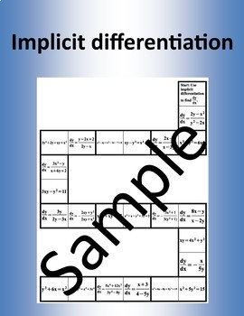 Preview of Implicit differentiation - Math Puzzle