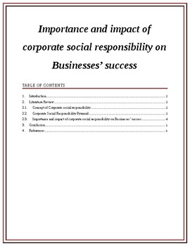 Preview of Importance and impact of corporate social responsibility on Businesses’ success