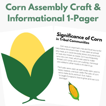 Preview of Importance of Corn to Native American Culture Craft with Informational 1-Pager