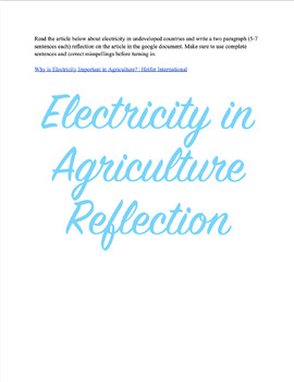 Preview of Importance of Electricity in Agriculture Reflection - Ag Welding, Mechanics