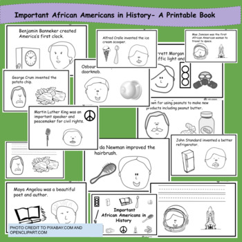 Preview of Important African Americans in History Printable books